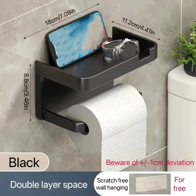 Toilet Paper Holder Plastic Storage Rack Kitchen Towel Placement of Seasoning Bottles Bathroom Wall Roll of Paper Phone Storage