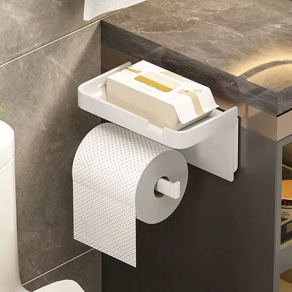 Toilet Paper Holder Plastic Storage Rack Kitchen Towel Placement of Seasoning Bottles Bathroom Wall Roll of Paper Phone Storage