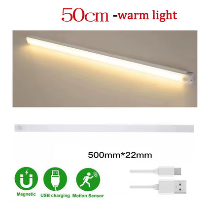 LED Motion Sensor under Cabinet Light USB Rechargeable LED Night Light for Closet Cabinet Kitchen Wardrobe Cupboard