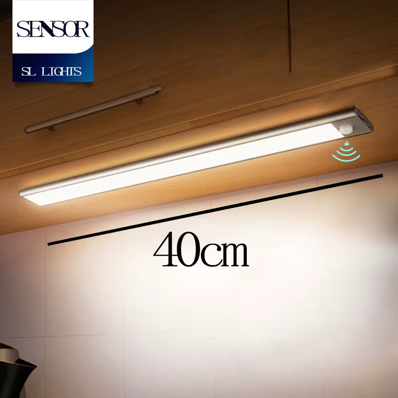 LED Motion Sensor under Cabinet Light USB Rechargeable LED Night Light for Closet Cabinet Kitchen Wardrobe Cupboard