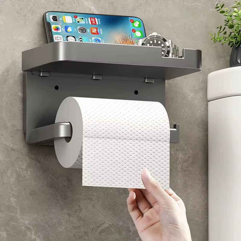 Toilet Paper Holder Plastic Storage Rack Kitchen Towel Placement of Seasoning Bottles Bathroom Wall Roll of Paper Phone Storage