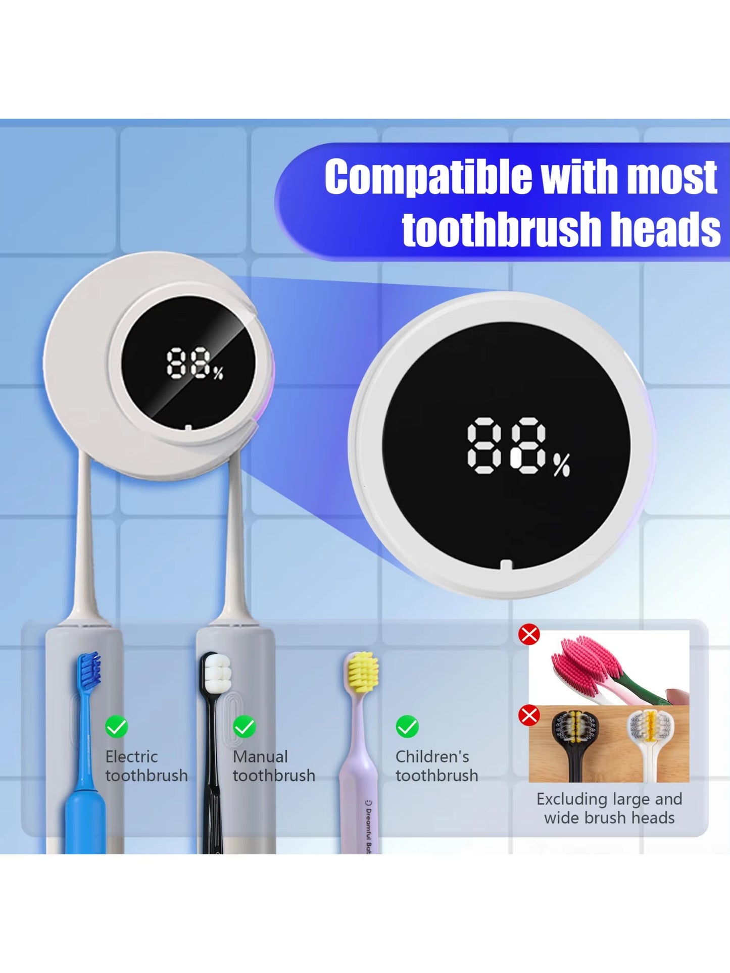 Smart Toothbrush Holder & Wall Mounted Toothbrush Holders, LED Automatic Sensing Toothbrush Cleaner for Home and Travel