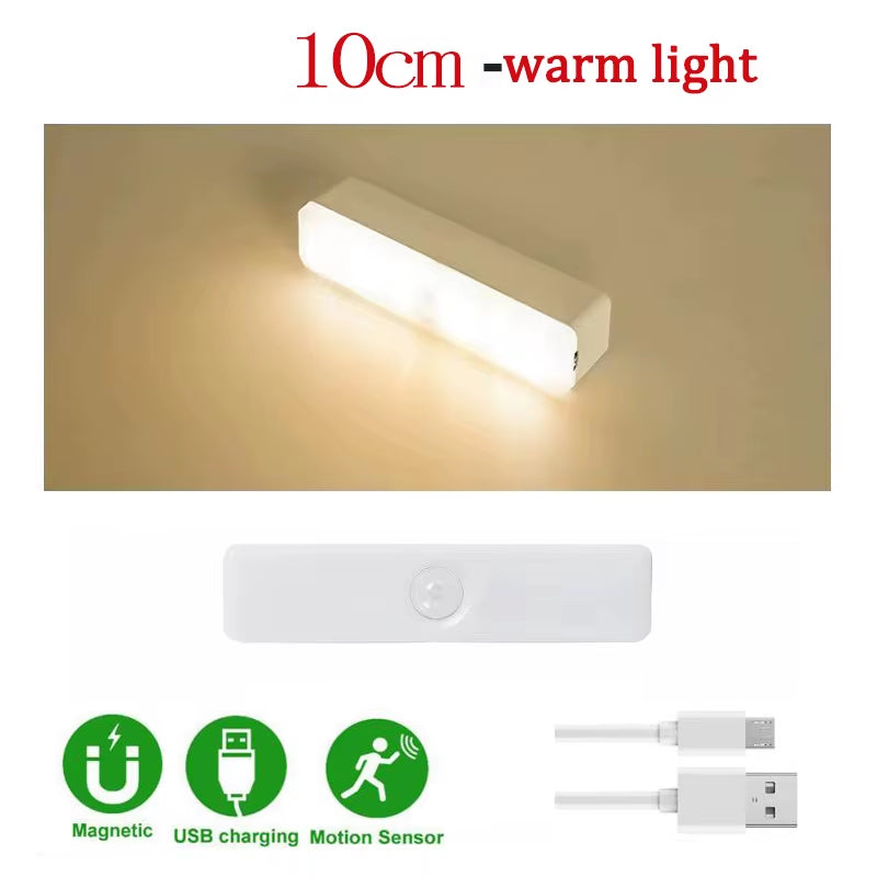 LED Motion Sensor under Cabinet Light USB Rechargeable LED Night Light for Closet Cabinet Kitchen Wardrobe Cupboard